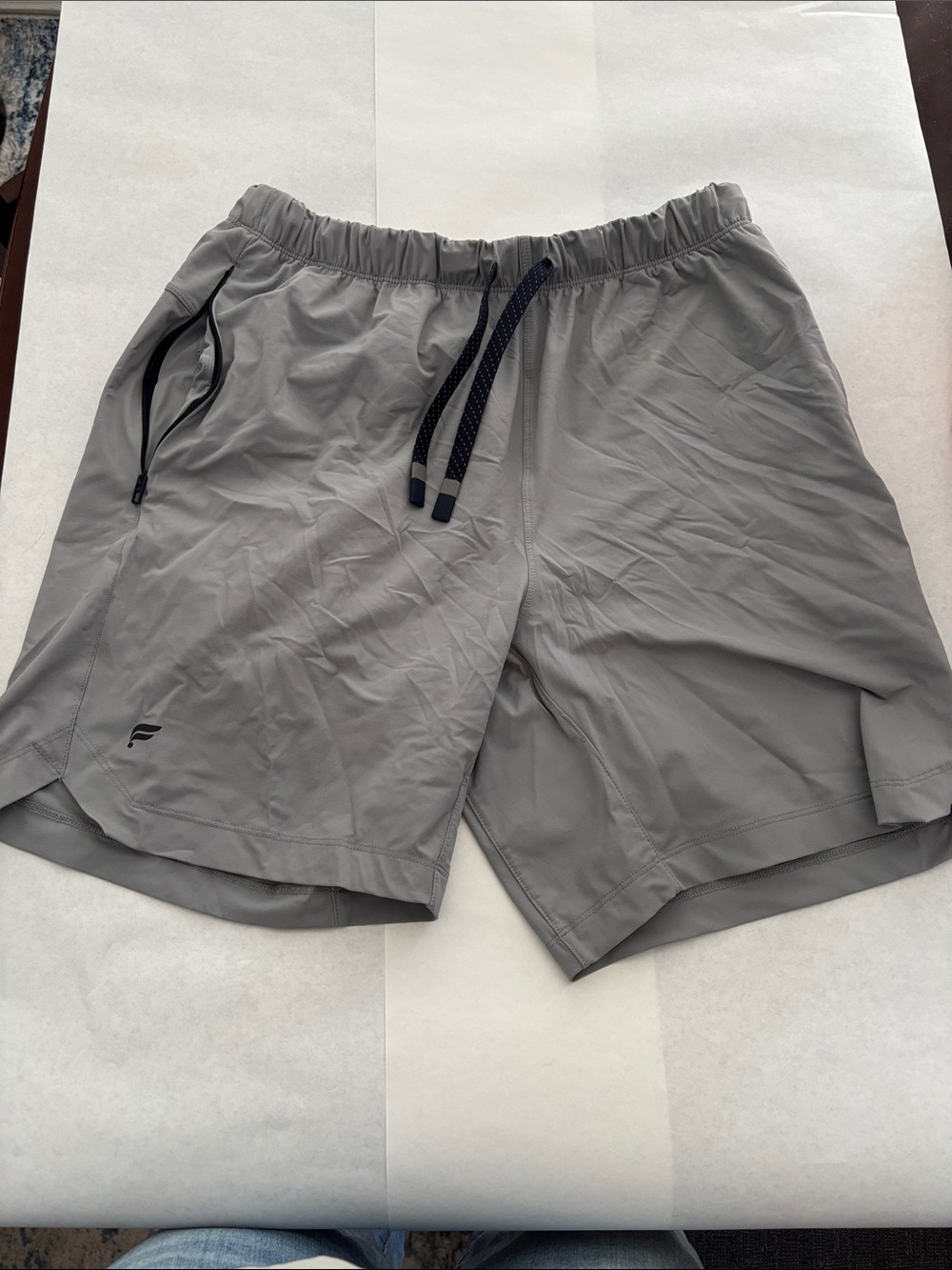 Fabletics Men’s Gray Athletic Shorts with Black Drawcord
